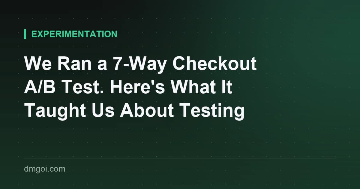 Title card: We Ran a 7-Way Checkout A/B Test and What It Taught Us About Testing